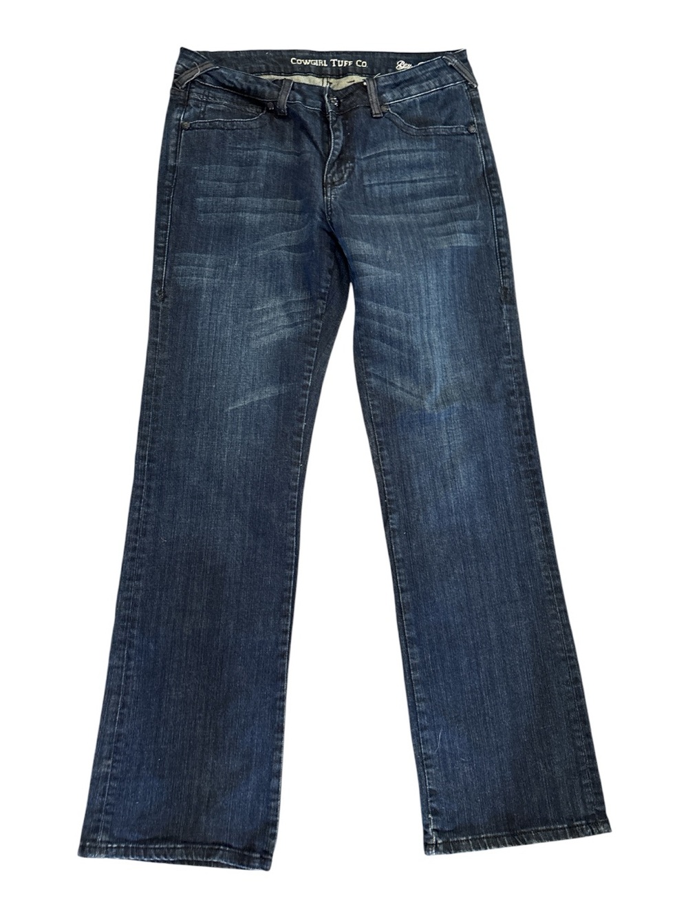 Cowgirl Tuff Glitter Broncs Women's Dark Blue Flare Jeans 33